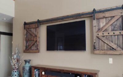Rustic Media Center cover with Barn Doors