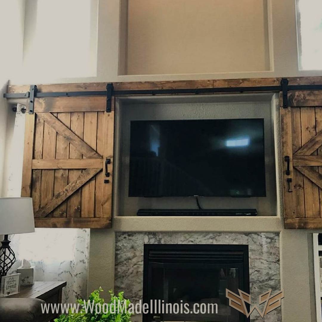 rustic barn door media center cover