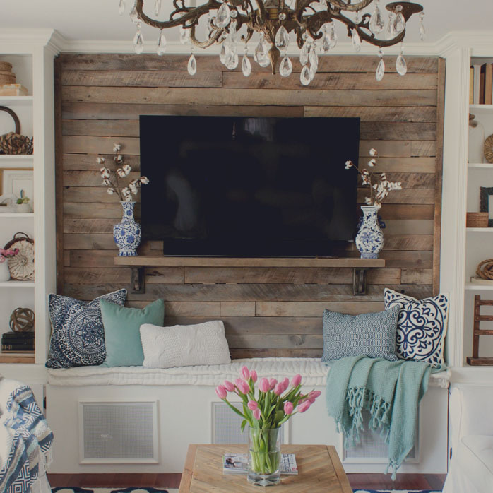 farmhouse chic plank wall media center option