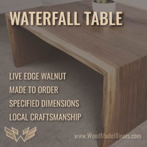 live edge waterfall walnut table builder