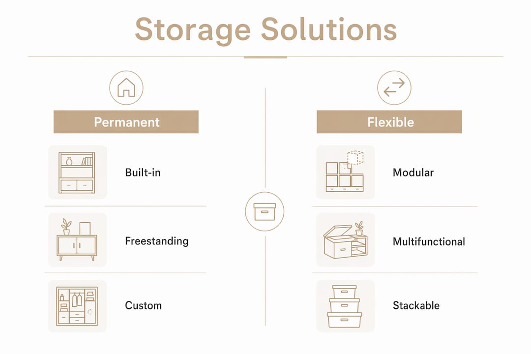 Infographic comparing permanent and flexible storage options