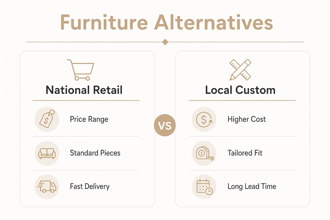Infographic comparing furniture alternatives for Central Illinois