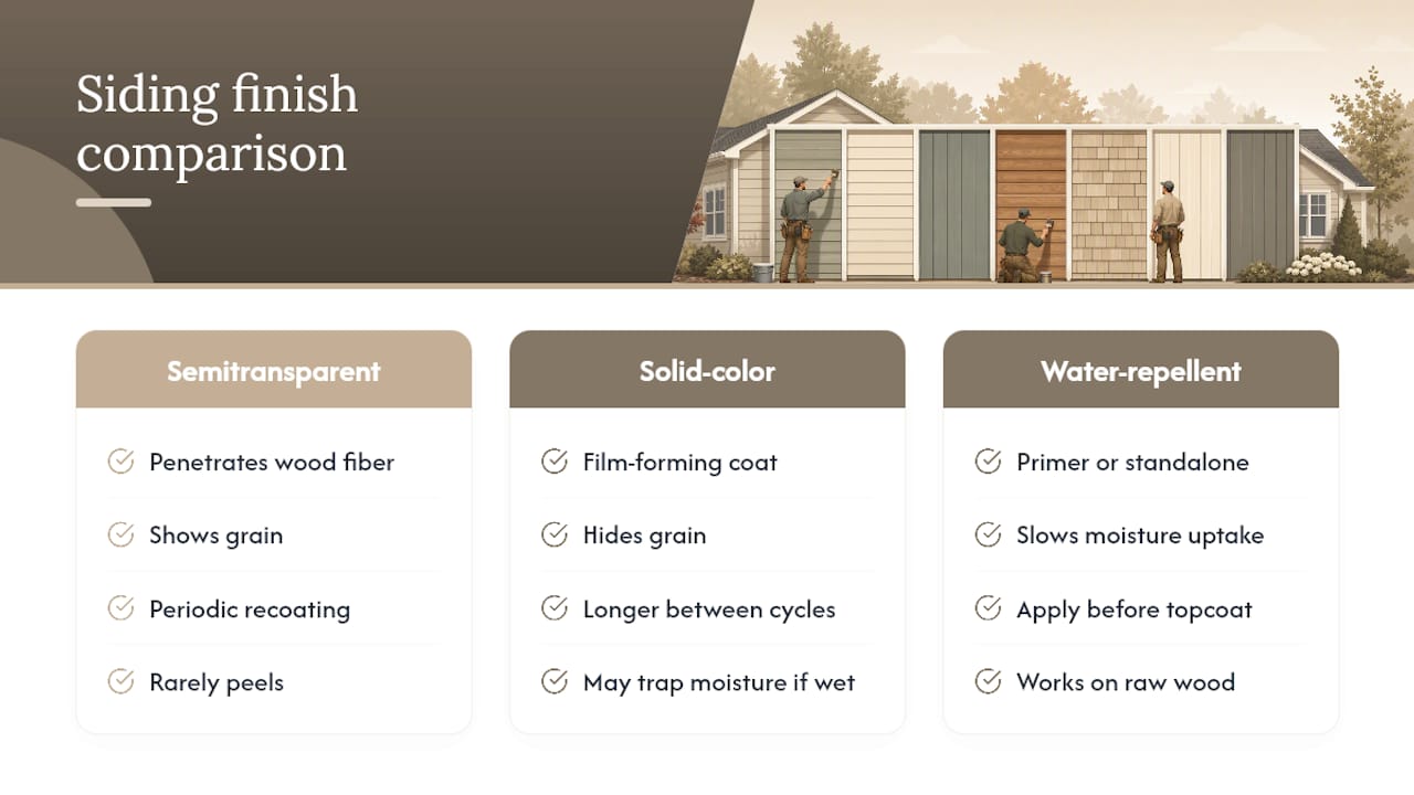Comparison chart of wood siding finishes and protections