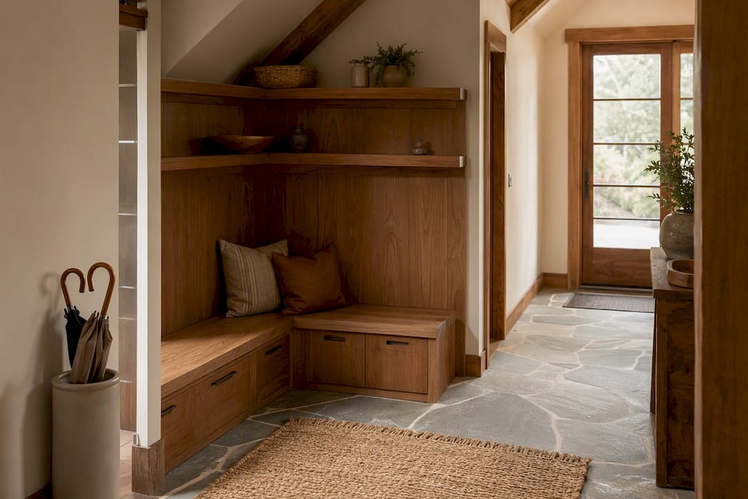 Corner built-in bench with storage