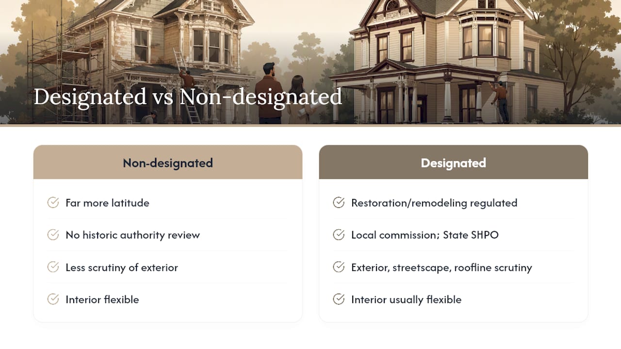 How Historic Designation Affects What You Can Change — overview diagram