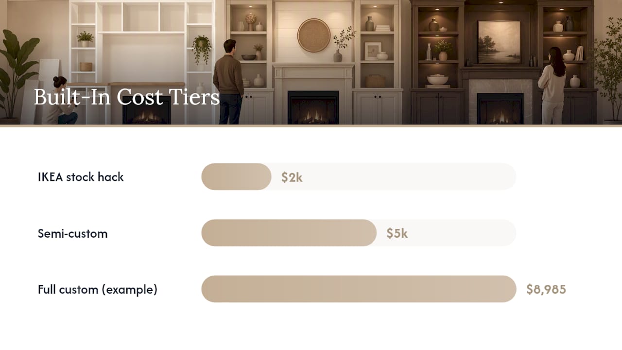 Three fireplace built-in cost tiers