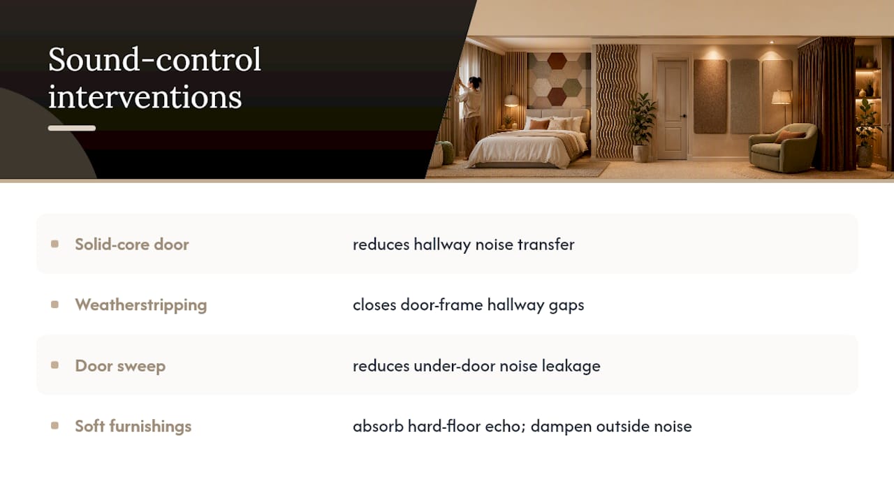 Diagram of guest room noise control measures