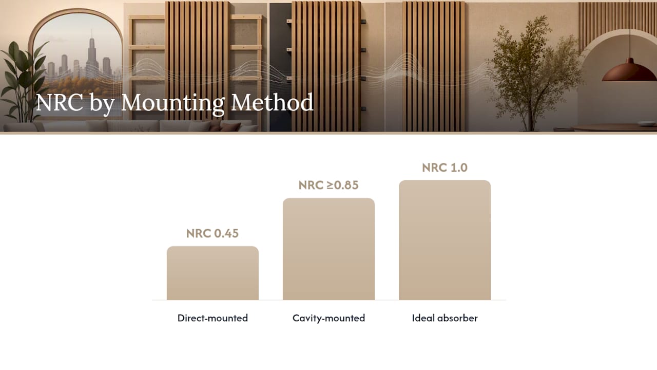 NRC comparison for slat wall mounting methods