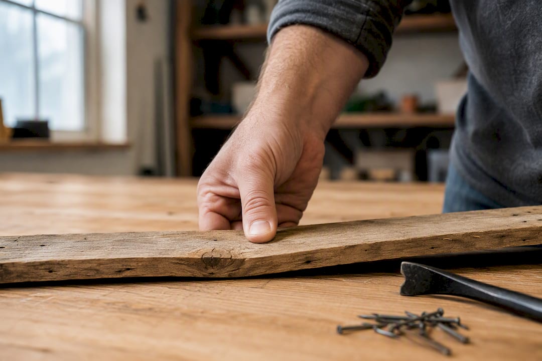 Thumb testing a pallet board for damage