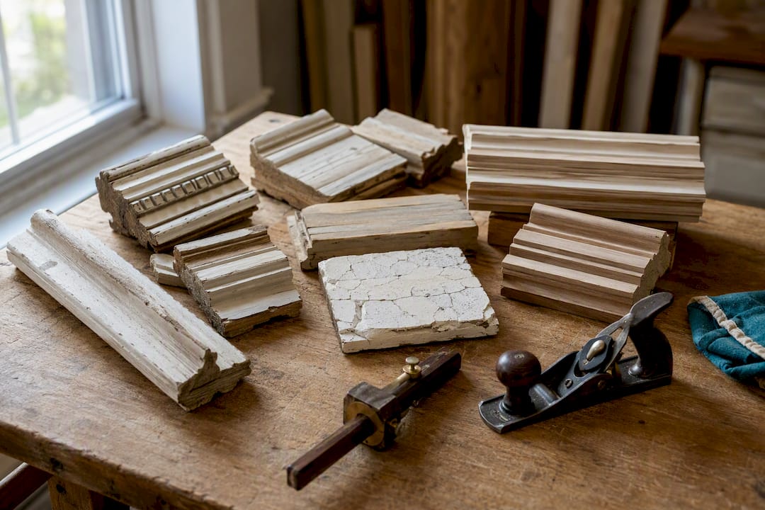 Historic trim and plaster samples for matching