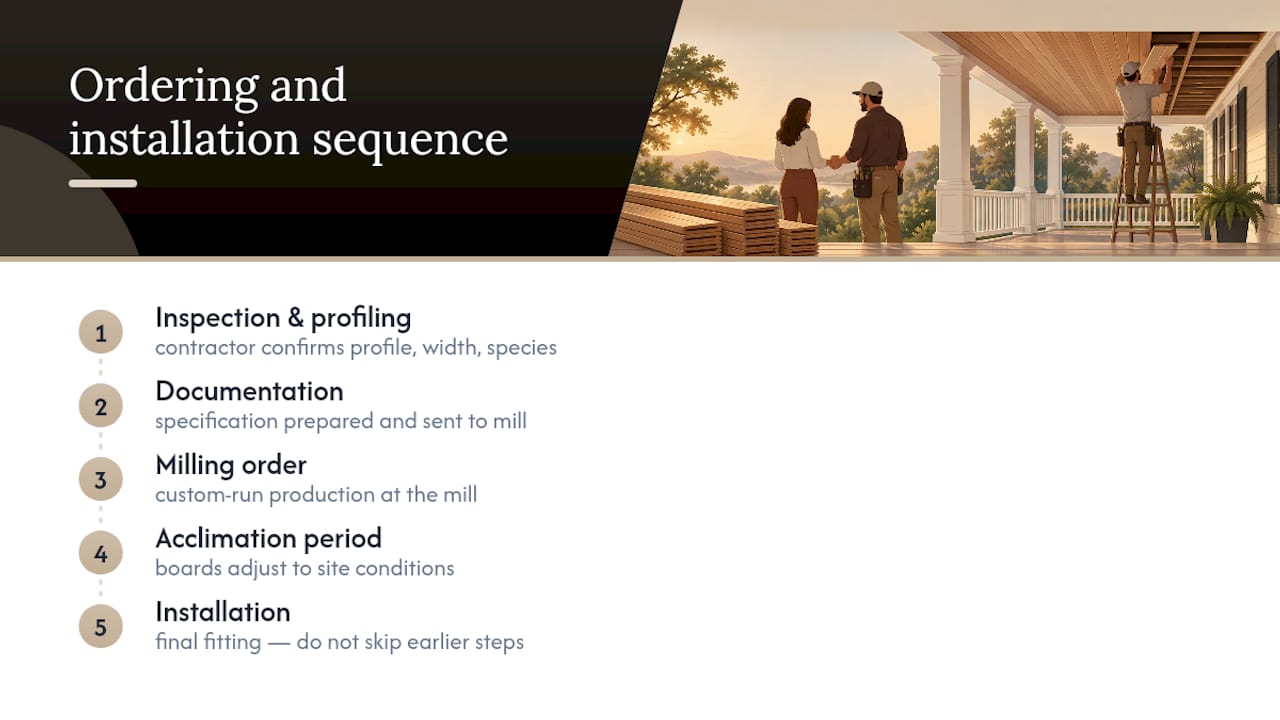 Historic porch material ordering sequence