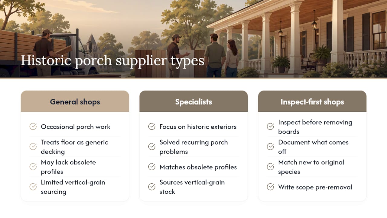 Overview of Leading Historic Porch Tongue and Groove Suppliers and Their Specialties — overview diagram
