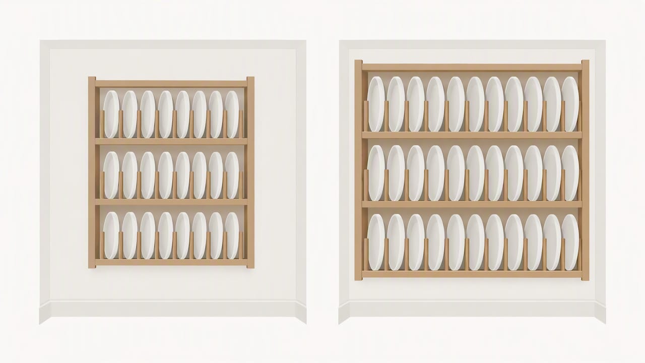 Illustration comparing standard and custom rack fit