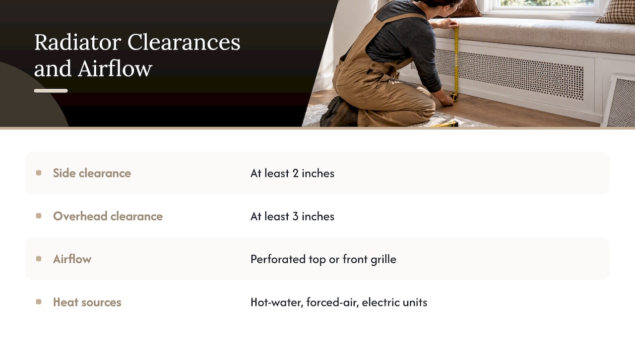 Window seat clearances and heat airflow options